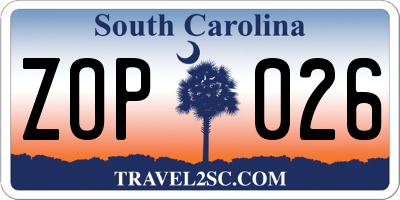 SC license plate ZOP026