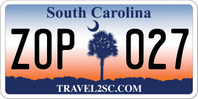 SC license plate ZOP027