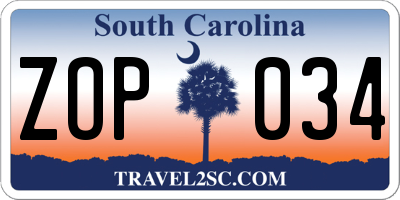 SC license plate ZOP034