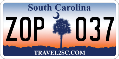 SC license plate ZOP037