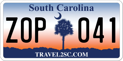 SC license plate ZOP041