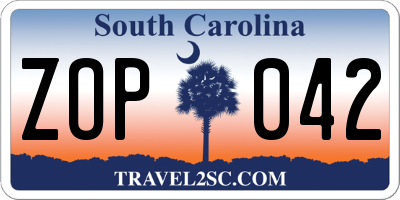 SC license plate ZOP042