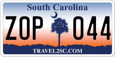 SC license plate ZOP044