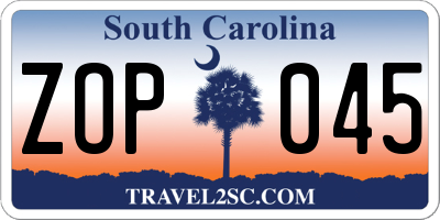 SC license plate ZOP045