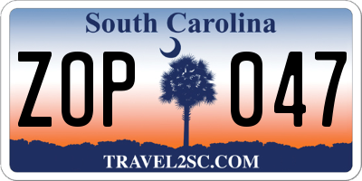 SC license plate ZOP047