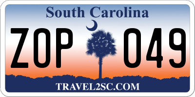 SC license plate ZOP049