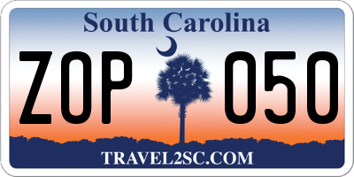 SC license plate ZOP050