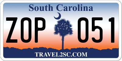 SC license plate ZOP051