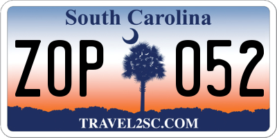 SC license plate ZOP052