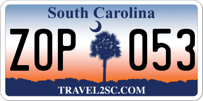 SC license plate ZOP053