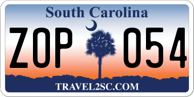 SC license plate ZOP054