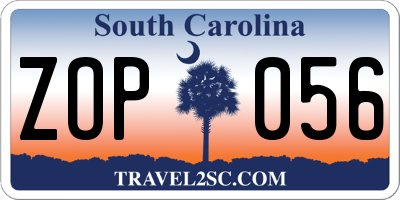 SC license plate ZOP056