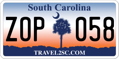 SC license plate ZOP058