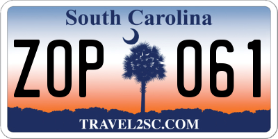 SC license plate ZOP061