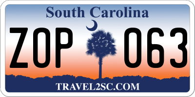 SC license plate ZOP063
