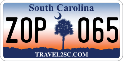 SC license plate ZOP065