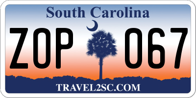 SC license plate ZOP067