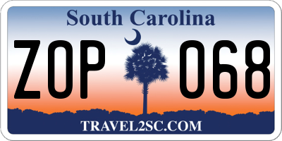 SC license plate ZOP068