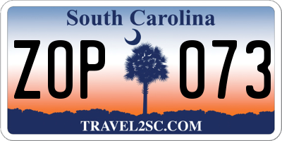 SC license plate ZOP073