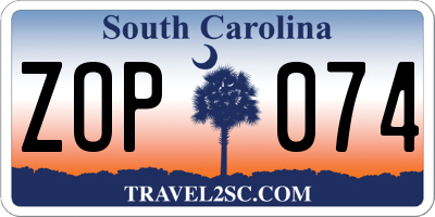 SC license plate ZOP074