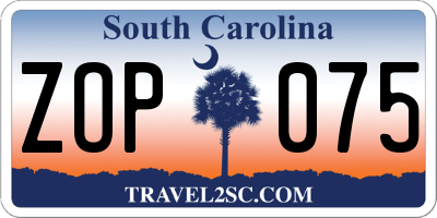SC license plate ZOP075