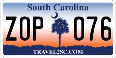 SC license plate ZOP076
