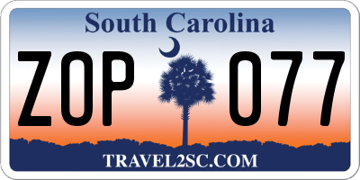 SC license plate ZOP077