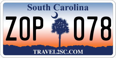 SC license plate ZOP078
