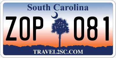 SC license plate ZOP081