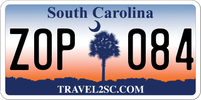 SC license plate ZOP084