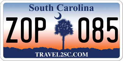 SC license plate ZOP085
