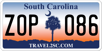 SC license plate ZOP086