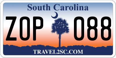 SC license plate ZOP088