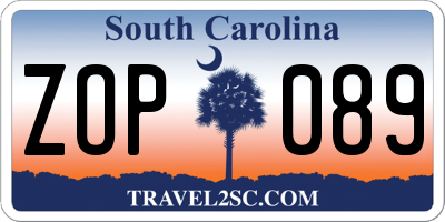 SC license plate ZOP089