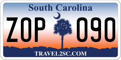 SC license plate ZOP090