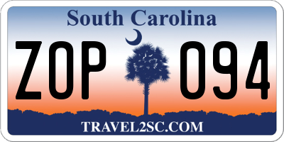 SC license plate ZOP094