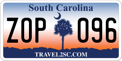SC license plate ZOP096