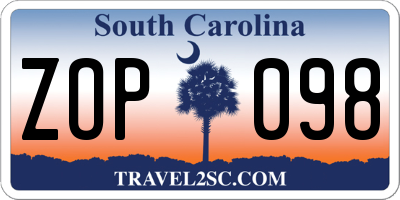 SC license plate ZOP098
