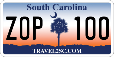 SC license plate ZOP100