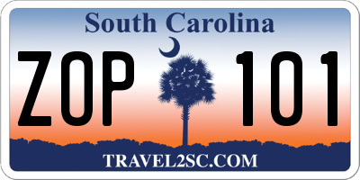 SC license plate ZOP101