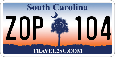 SC license plate ZOP104