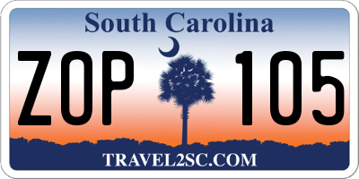 SC license plate ZOP105