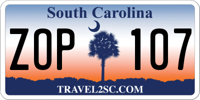 SC license plate ZOP107