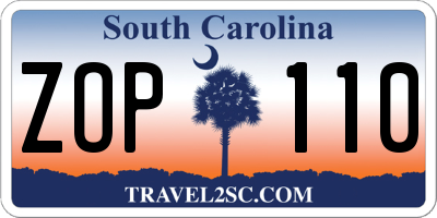 SC license plate ZOP110