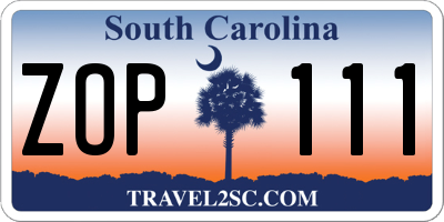 SC license plate ZOP111