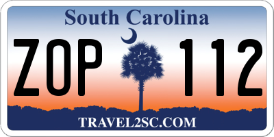 SC license plate ZOP112