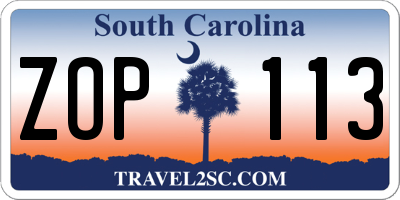 SC license plate ZOP113