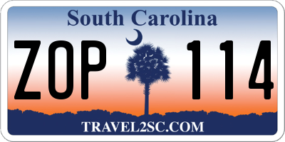 SC license plate ZOP114