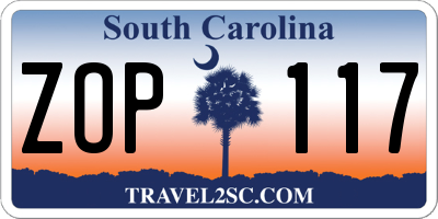 SC license plate ZOP117