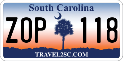 SC license plate ZOP118